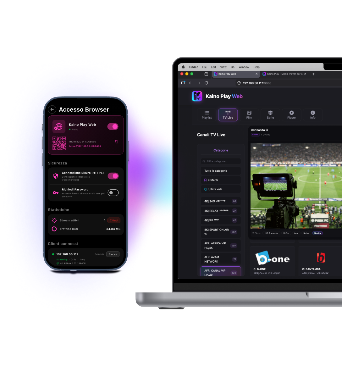 Controllo da Browser — Kaino Play