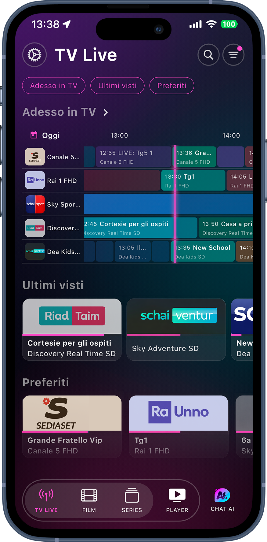 TV en direct avec EPG